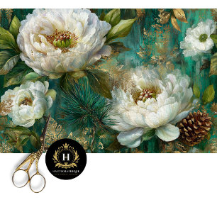 Papel De Seda Dourado Vintage Floral Decoupagem Sem Costura