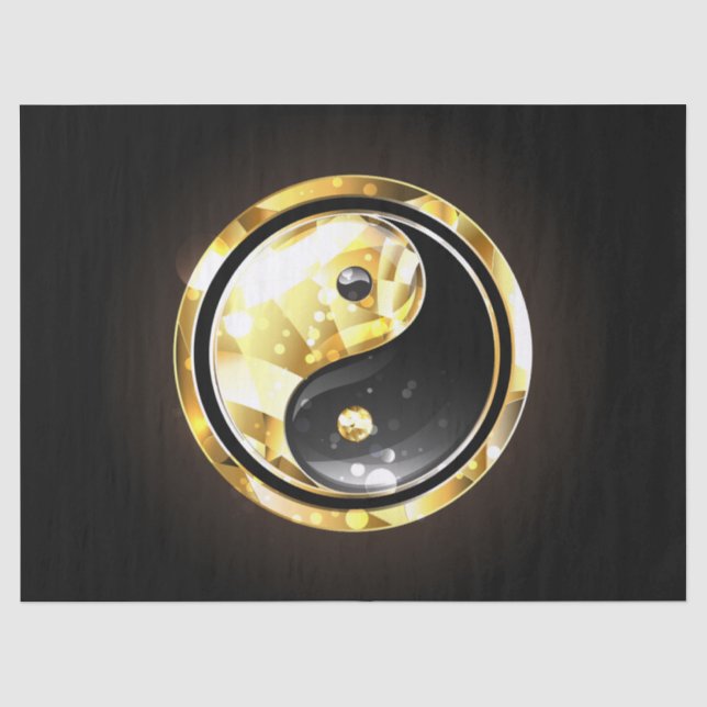 Papel De Seda Dourado Yin Yang a preto (Frente )