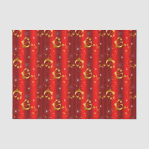 Papel De Seda Dourados picos e estrelas Natal vermelho