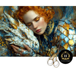 Papel De Seda Dragão Branco ouro Fantasia Rainha Arte Decoupage