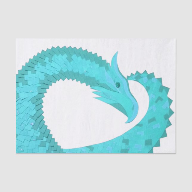 Papel De Seda Dragão cardíaco Verdigris em branco (Frente )