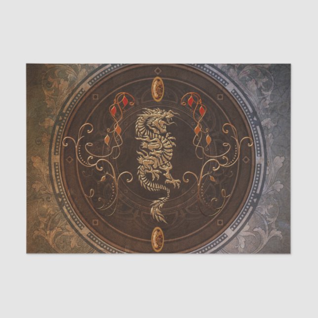 Papel De Seda Dragão chinês dourado (Frente )