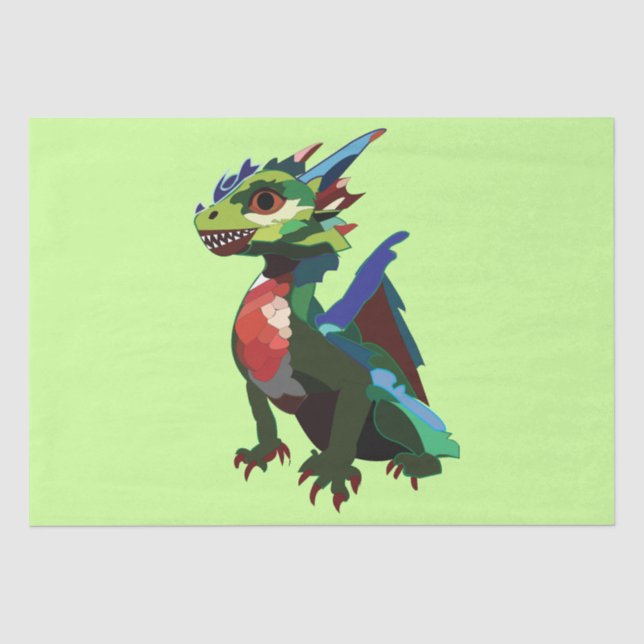 Papel De Seda Dragão Colorido (Frente )