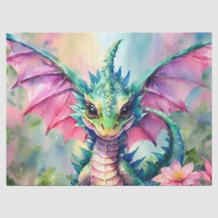 Papel De Seda Dragão Com Cores De Água Rosa
