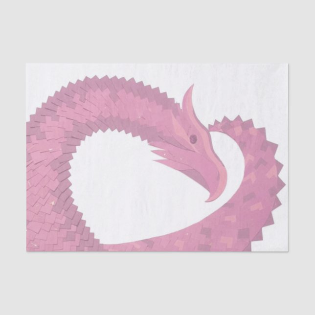 Papel De Seda Dragão cor-de-rosa em branco (Frente )