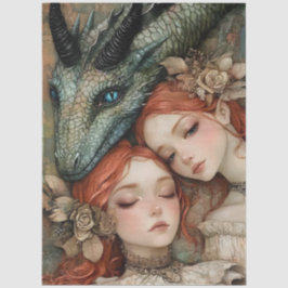 Papel De Seda Dragão da Fantasia Gótica em Ninfas Mítológicas