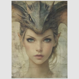 Papel De Seda Dragão da Fantasia Gótica em Ninfas Mítológicas