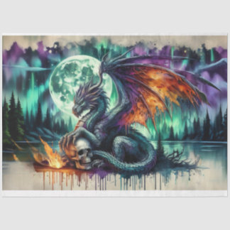 Papel De Seda Dragão de Fogo Crânio