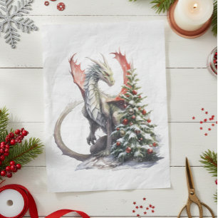 Papel De Seda Dragão de Natal de Aquarela