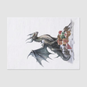 Papel De Seda Dragão de Natal em Aquarela