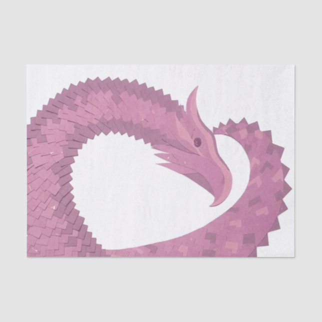Papel De Seda Dragão do coração Mauve em branco (Frente )