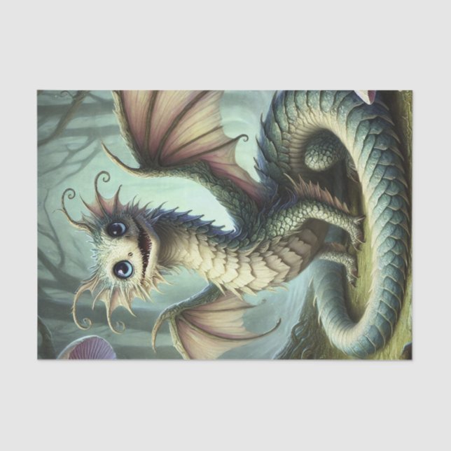 Papel De Seda Dragão Jabberwocky - Criatura da Fantasia Cuta (Frente )