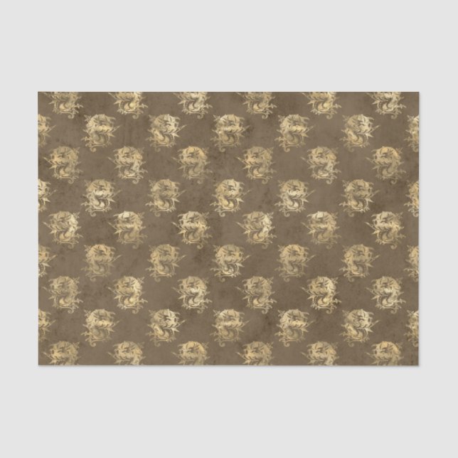 Papel De Seda Dragão Mitológico Dourado (Frente )