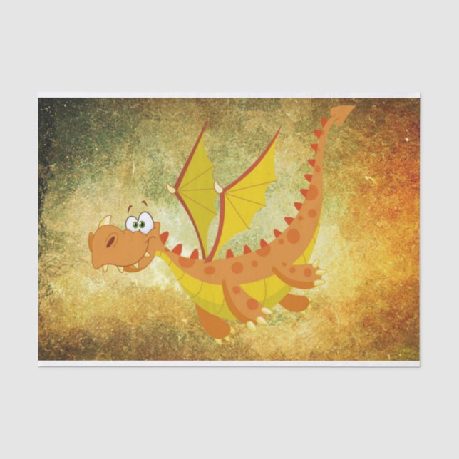 Papel De Seda Dragão numa textura laranja (Frente )