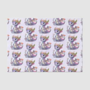 Papel De Seda Dragão Roxo com Coroa Elegante