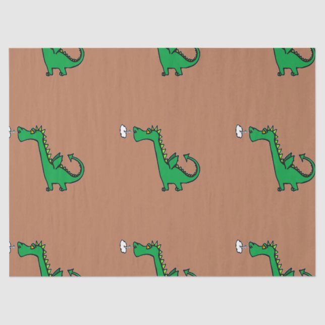 Papel De Seda Dragão verde para respirar ar (Frente )