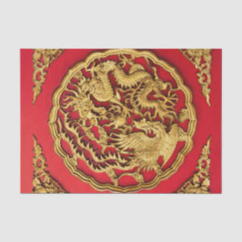 Papel De Seda Dragão Vermelho Dourado Fênix Favor de Casamento C