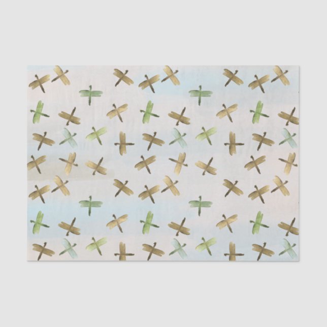 Papel De Seda Dragões de Aquarela Dourados (Frente )