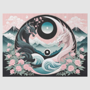Papel De Seda Dragon Floral Mountain Pink Sage Teal