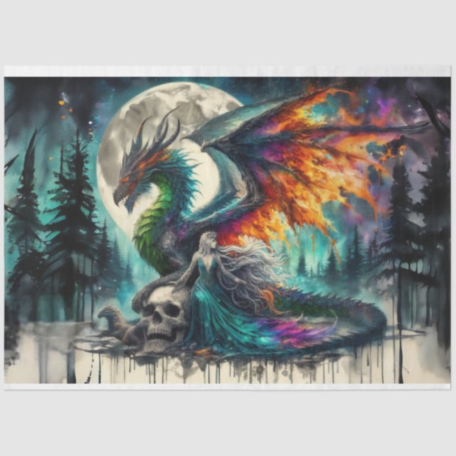 Papel De Seda Dragon Skull Woman (Frente )