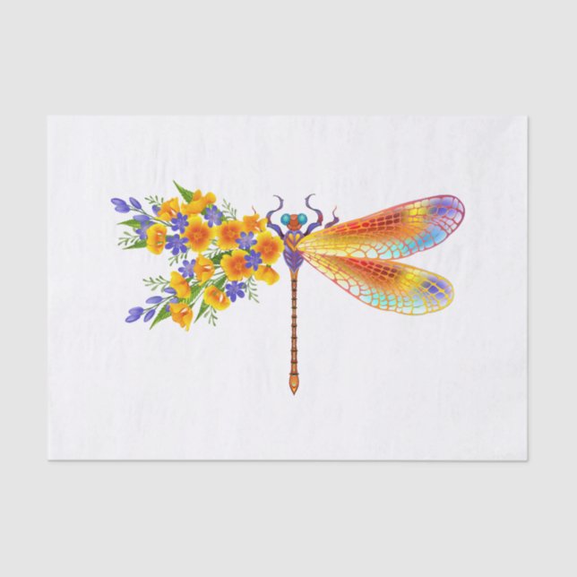 Papel De Seda Dragonfly Amarelo (Frente )