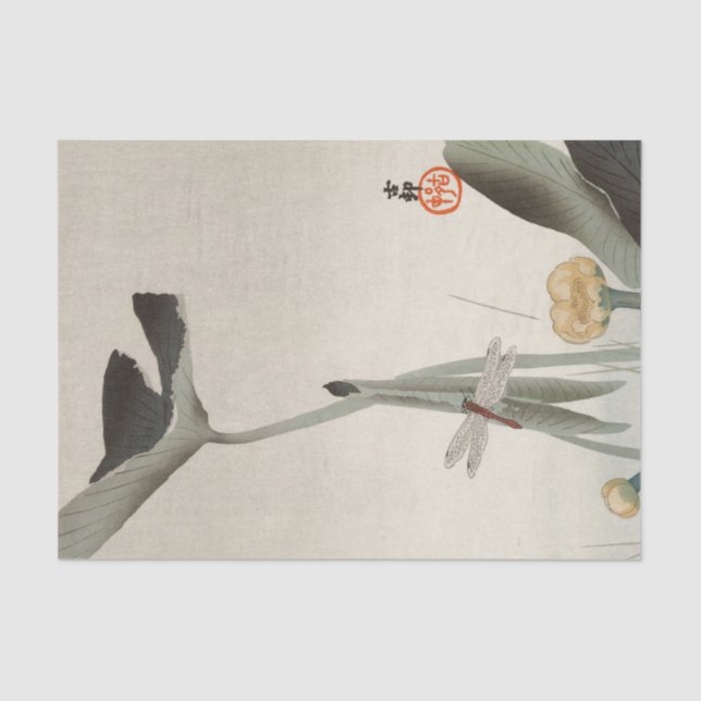 Papel De Seda Dragonfly and Lotus, 1920 by Ohara Koson (Frente )