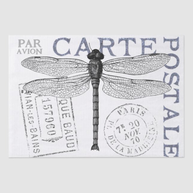 Papel De Seda Dragonfly Carte Postale Francofonia (Frente )