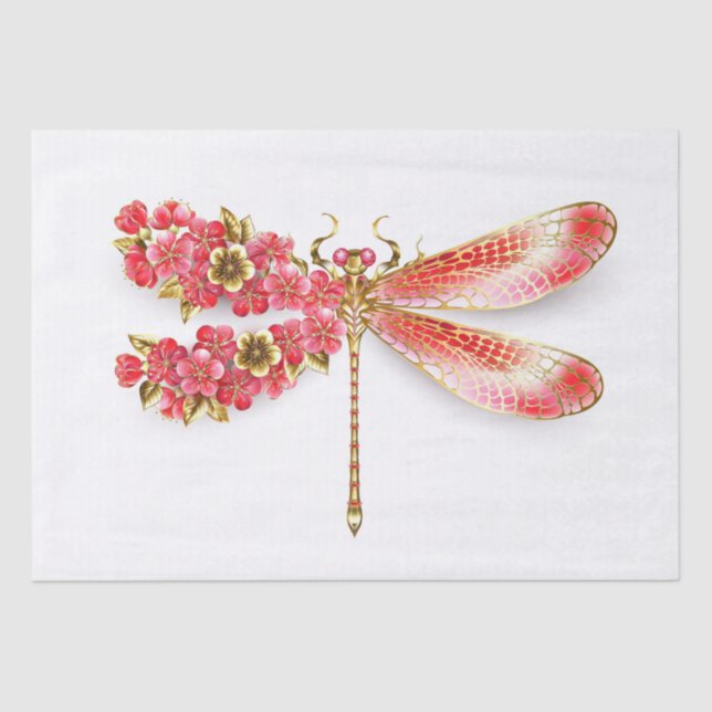 Papel De Seda Dragonfly com joalheria sakura (Frente )