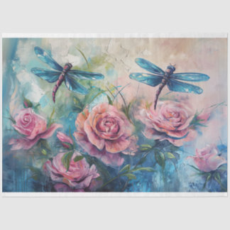 Papel De Seda Dragonfly Floral Pastel Eetal Whimsical