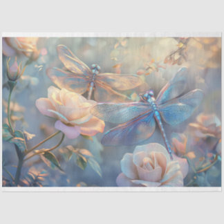 Papel De Seda Dragonfly Floral Pastel Eetal Whimsical
