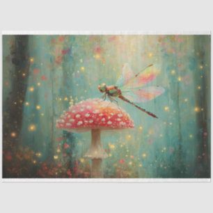 Papel De Seda Dragonfly mágica em uma desacoplagem de cogumelos