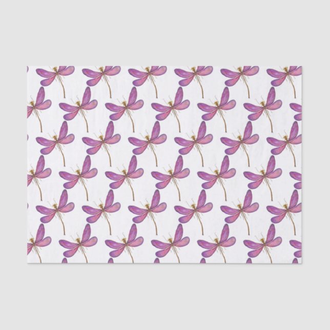 Papel De Seda Dragonfly Roxo Simples e Elegante (Frente )