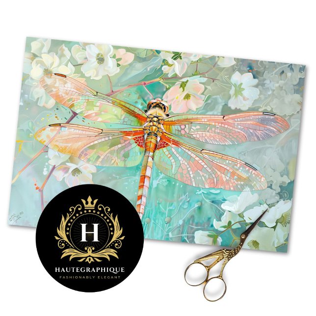 Papel De Seda Dragonfly Vintage Dissociação Floral (Criador carregado)