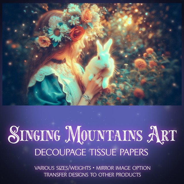 Papel De Seda Dreamy Portrait Alice and White Rabbit Decoupage (Criador carregado)