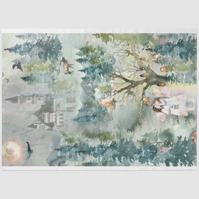 Papel De Seda Dreamy Woodland Nursery Tissue Paper (Frente )