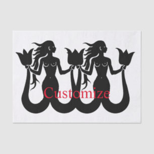 Papel De Seda Duas Colunas Silhouette Sereia Thunder_Cove