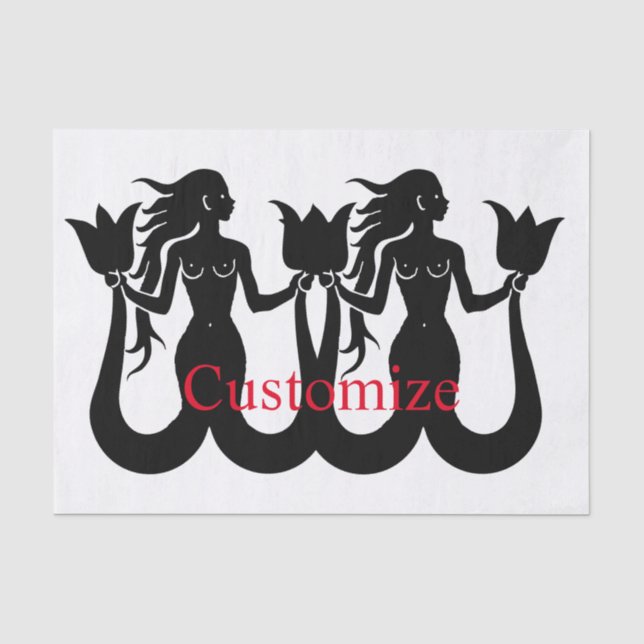 Papel De Seda Duas Colunas Silhouette Sereia Thunder_Cove (Frente )