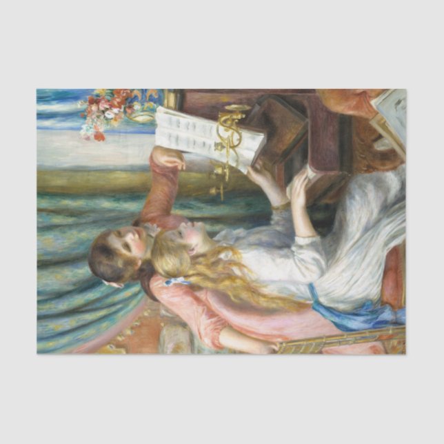 Papel De Seda Duas jovens meninas no Piano por Auguste Renoir Ar (Frente )