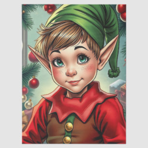Papel De Seda Duende de Desenho Animado Caprichoso Natal