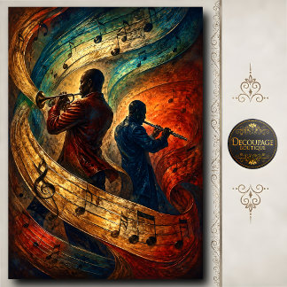 Papel De Seda Duo de Flauta e Trompete de Jazz Arte Musical Colo