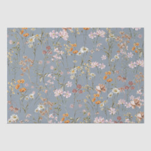 Papel De Seda Dusty Blue Wildflower Boho Bloden Boho
