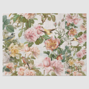 Papel De Seda Dúvida Botânica Vintage Rosas Amarelas Cor-de-Rosa