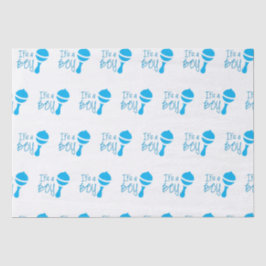 Papel De Seda É um garoto Sexo revela Chá de fraldas Azul