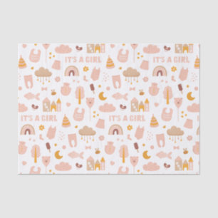 Papel De Seda É uma menina. Chá de fraldas de padrão de brinqued