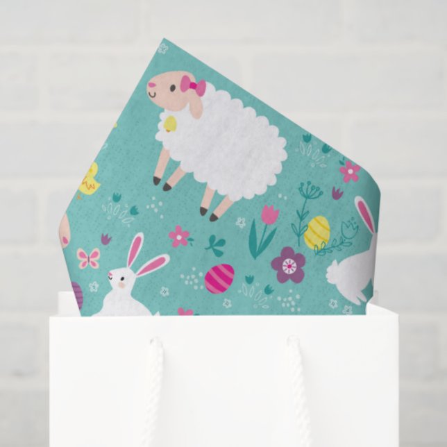 Papel De Seda Easter Lambs (Sacola de presentes)