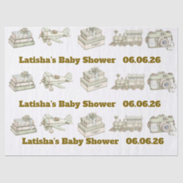 Papel De Seda Editable Neutral Baby Shower Tissue Paper