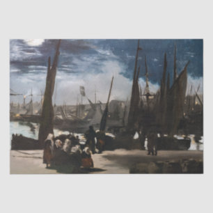 Papel De Seda Edouard Manet - O Porto de Boulogne por Moonlight