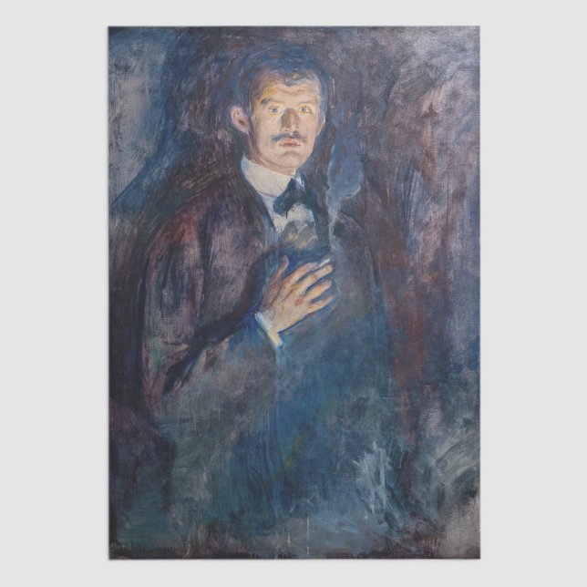 Papel De Seda Edvard Munch - Autorretrato com Cigarro (Criador carregado)