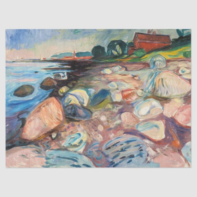 Papel De Seda Edvard Munch - Shore com Casa Vermelha (Frente )