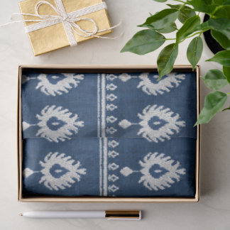 Papel De Seda Efeito de bordado estilo Ikat branco texturizado í